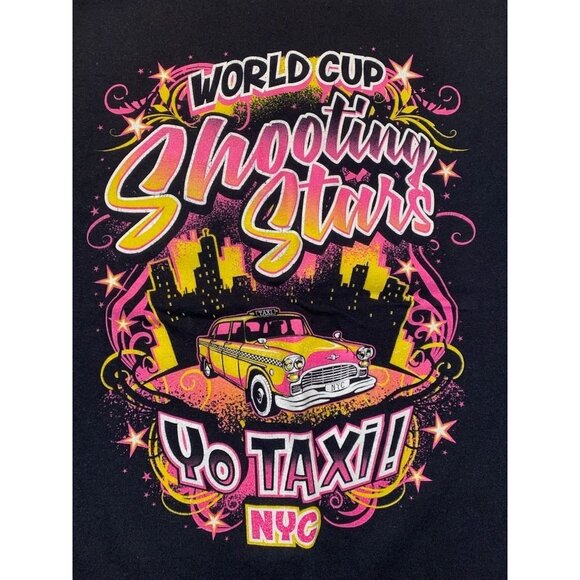 World Cup Shooting Stars NYC Taxi Graphic T-Shirt Black Short Sleeve Size Large - Picture 2 of 4